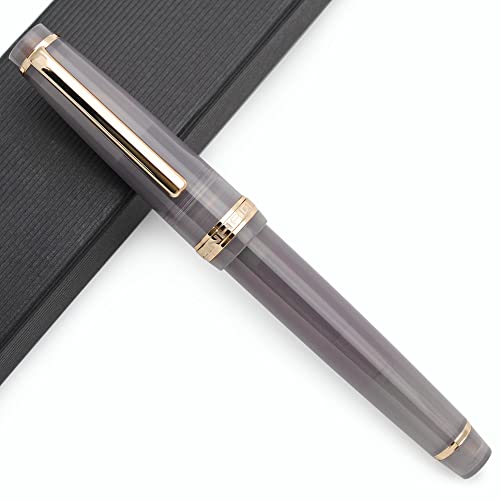 JINHAO 82 Acryl Füllfederhalter mit Iridium Feder (Feine Feder, Vulkangrau mit Gold Clip) von czxwyst