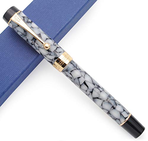 JINHAO Century Tofu 100 18KGP Füllfederhalter aus vergoldetem Harz (Grau und Stein, Mittlere Feder) von czxwyst