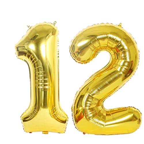 D2D | Party Balloon Zahl 12 XXL in Gold - Größe: 100 cm - Folienballons - Zahlenballons - Geburtstagdeko - Helium Ballons von d2d-needs