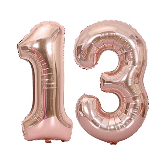 D2D | Party Balloon Zahl 13 XL in Rosé - Größe: 80 cm - Folienballons - Geburtstagdeko - Zahlenballons - Helium Ballons von d2d-needs