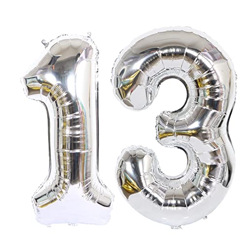 D2D | Party Balloon Zahl 13 XL in Silber - Größe: 80 cm - Geburtstagdeko - Folienballons - Zahlenballons - Helium Ballons von d2d-needs