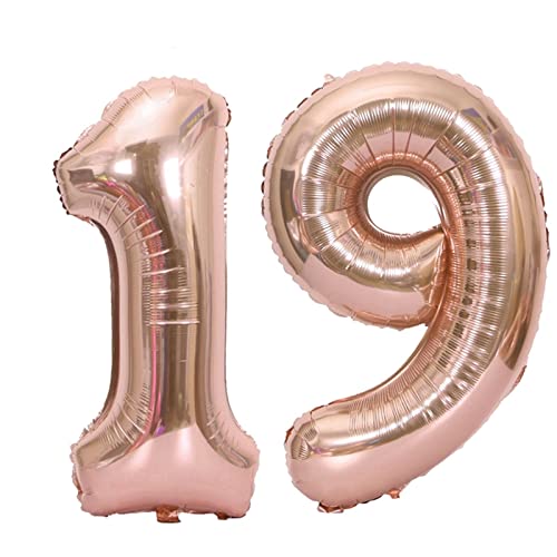 D2D | Party Balloon Zahl 19 XXL in Rosé - Größe: 100 cm - Folienballons - Geburtstagdeko - Zahlenballons - Helium Ballons von d2d-needs