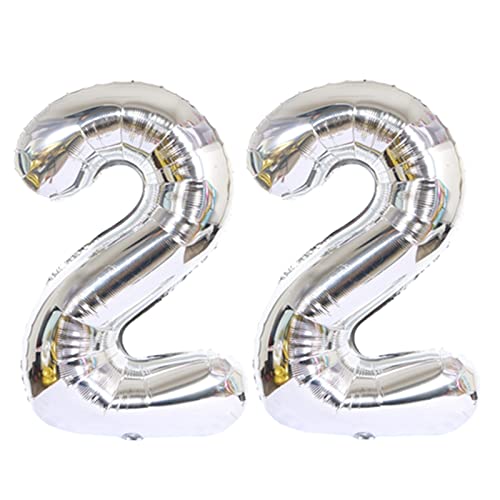 D2D | Party Balloon Zahl 22 XL in Silber - Größe: 80 cm - Geburtstagdeko - Folienballons - Zahlenballons - Helium Ballons von d2d-needs