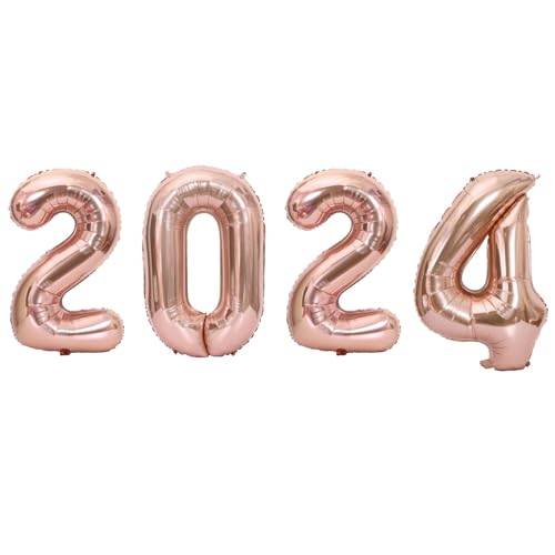 D2D |Silvester 2024 Ballons XL in Rosé - Größe: 80 cm - Folienballons - Zahlenballon - Neujahres Party - Helium Ballons von d2d-needs