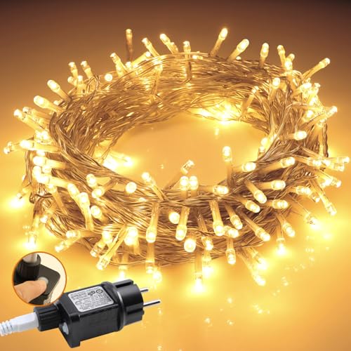 Led Lichterkette Außen 40M 400LEDs, Lichterkette Outdoor Wetterfest mit Stecker, Weihnachtsbeleuchtung außen Warmweiß mit 8 Modi und Timer Funktion für Weihnachten Hochzeit Ostern Garten Party von da LIGHT