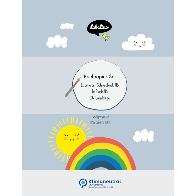 Liniertes Briefpapier-Set Für Kinder: Regenbogen (Für Mädchen Und Jungen, Bunt) von dabelino