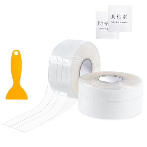 2 Rollen Dichtungsband Selbstklebend, Dichtband Wasserdicht, Abdichtungsband Transparent, Wasserdichtes Klebeband, Wannendichtband für Küche,Badezimmer, Toilette, 3.2 m pro Rolle, Klebebanddichtungen von dabinzhijia