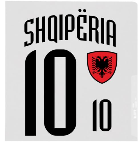 Albanien Aufbügler Wappen Nummer 10 Transfer Zum Aufbügeln 4 Stück Kleidungsstücke Bügeleisen oder Transferpresse T-Shirt Trikot Bügelmotiv - BR10 SC von daged