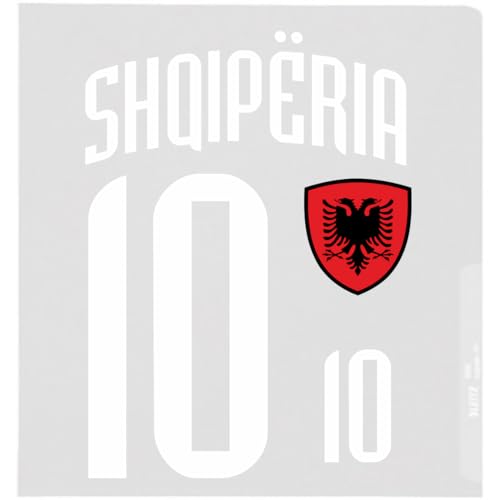 Albanien Aufbügler Wappen Nummer 10 Transfer Zum Aufbügeln 4 Stück Kleidungsstücke Bügeleisen oder Transferpresse T-Shirt Trikot Bügelmotiv - BR10 W von daged