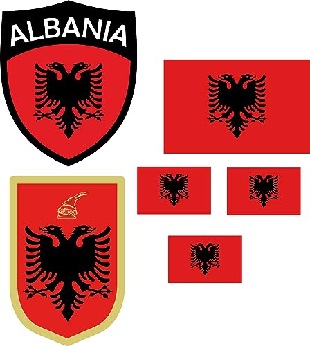 Albanien Aufbügler Wappen Transferbügeln Zum Aufbügeln 6 Stück Kleidungsstücke T-Shirt Bügelmotiv - 6B von daged