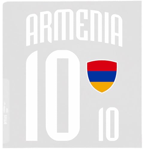 Armenien Aufbügler Wappen Nummer 10 Transfer Zum Aufbügeln 4 Stück Kleidungsstücke Bügeleisen oder Transferpresse T-Shirt Trikot Bügelmotiv - BR10 W von daged