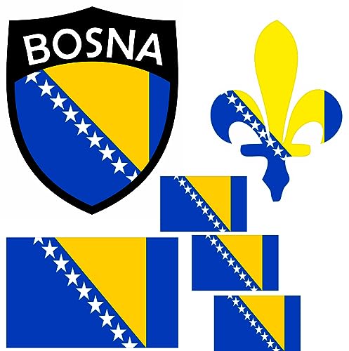 Bosnien Aufbügler Wappen Transferbügeln Zum Aufbügeln 6 Stück Kleidungsstücke T-Shirt Bügelmotiv - 6B von daged