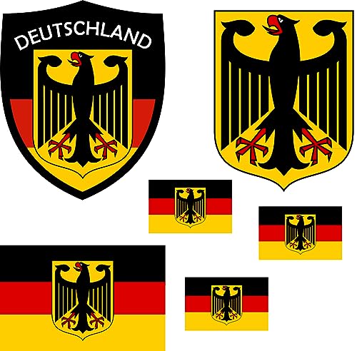 Deutschland Aufbügler Wappen Transferbügeln Zum Aufbügeln 6 Stück Kleidungsstücke T-Shirt Bügelmotiv - 6B von daged