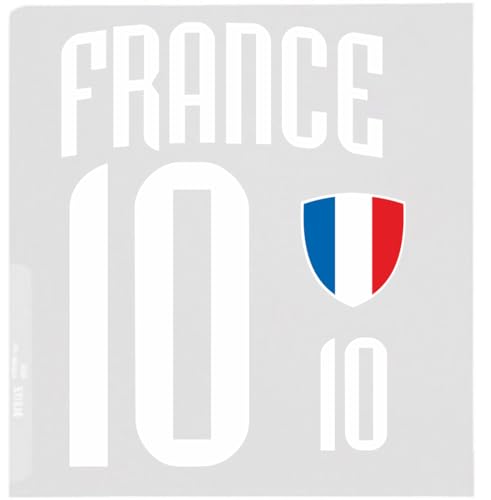 Frankreich Aufbügler Wappen Nummer 10 Transfer Zum Aufbügeln 4 Stück Kleidungsstücke Bügeleisen oder Transferpresse T-Shirt Trikot Bügelmotiv - BR10 W von daged