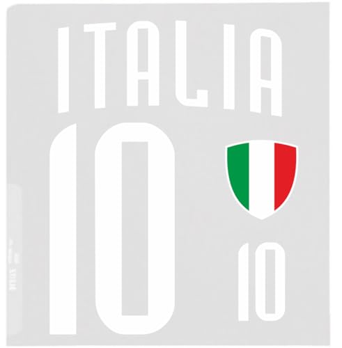 Italien Aufbügler Wappen Nummer 10 Transfer Zum Aufbügeln 4 Stück Kleidungsstücke Bügeleisen oder Transferpresse T-Shirt Trikot Bügelmotiv - BR10 W von daged