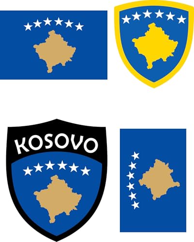 Kosovo Aufbügler Wappen Transferbügeln Zum Aufbügeln 4 Stück Kleidungsstücke T-Shirt Bügelmotiv - 4B von daged