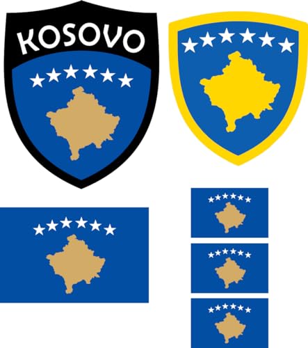 Kosovo Aufbügler Wappen Transferbügeln Zum Aufbügeln 6 Stück Kleidungsstücke T-Shirt Bügelmotiv - 6B von daged