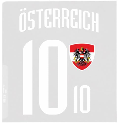 Österreich Aufbügler Wappen Nummer 10 Transfer Zum Aufbügeln 4 Stück Kleidungsstücke Bügeleisen oder Transferpresse T-Shirt Trikot Bügelmotiv - BR10 W von daged