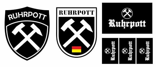 Ruhrpott Deutschland Aufbügler Wappen Transferbügeln Zum Aufbügeln 6 Stück Kleidungsstücke T-Shirt Bügelmotiv - 6B von daged