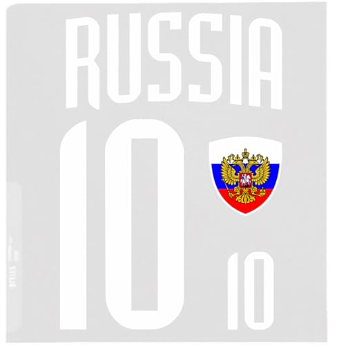 Russland Aufbügler Wappen Nummer 10 Transfer Zum Aufbügeln 4 Stück Kleidungsstücke Bügeleisen oder Transferpresse T-Shirt Trikot Bügelmotiv - BR10 W von daged