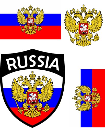 Russland Aufbügler Wappen Transferbügeln Zum Aufbügeln 4 Stück Kleidungsstücke T-Shirt Bügelmotiv - 4B von daged