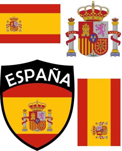 Spanien Aufbügler Wappen Transferbügeln Zum Aufbügeln 4 Stück Kleidungsstücke T-Shirt Bügelmotiv - 4B von daged