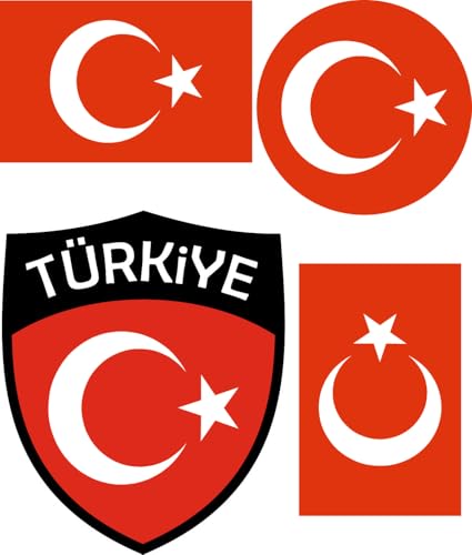 Türkei Aufbügler Wappen Transferbügeln Zum Aufbügeln 4 Stück Kleidungsstücke T-Shirt Bügelmotiv - 4B von daged