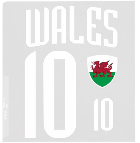 Wales Aufbügler Wappen Nummer 10 Transfer Zum Aufbügeln 4 Stück Kleidungsstücke Bügeleisen oder Transferpresse T-Shirt Trikot Bügelmotiv - BR10 W von daged