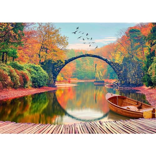 Steine Bridge Diamond Painting Landschaft,Wald Fluss Diamond Painting Erwachsene Bilder Madchen Junge,DIY 5D Diamond Painting Kinder fur Wohnzimmer Schlafzimmer Wand Dekoration (30x40cm) von dajiangshidai