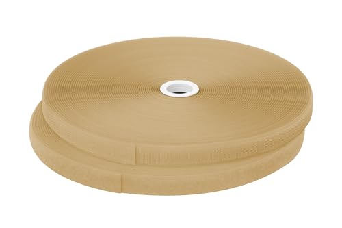 dalipo 17003 - Klettband zum annähen, 20 mm Breite, komplett Haken- und Flauschband, 10m, 25m Länge (Beige, 25m) von dalipo