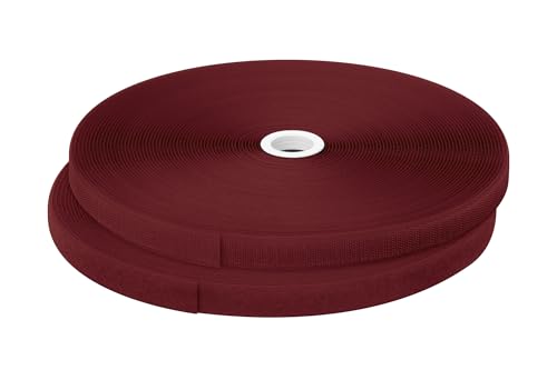 dalipo 17003 - Klettband zum annähen, 20 mm Breite, komplett Haken- und Flauschband, 10m, 25m Länge (Bordeaux, 25m) von dalipo