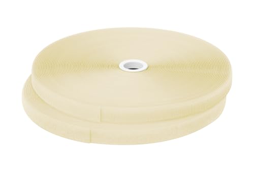 dalipo 17003 - Klettband zum annähen, 20 mm Breite, komplett Haken- und Flauschband, 10m, 25m Länge (Cremefarben, 25m) von dalipo