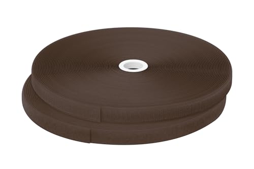 dalipo 17003 - Klettband zum annähen, 20 mm Breite, komplett Haken- und Flauschband, 10m, 25m Länge (Dunkelbraun, 25m) von dalipo