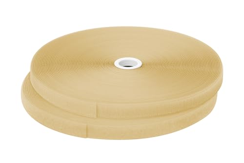 dalipo 17003 - Klettband zum annähen, 20 mm Breite, komplett Haken- und Flauschband, 10m, 25m Länge (Hellbeige, 25m) von dalipo