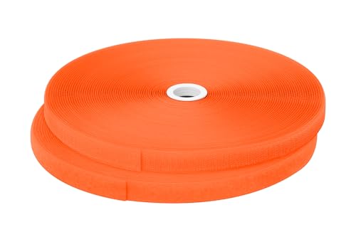 dalipo 17003 - Klettband zum annähen, 20 mm Breite, komplett Haken- und Flauschband, 10m, 25m Länge (Orange, 25m) von dalipo