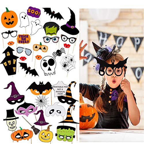 Dancepandas Halloween Foto Booth 34PCS Foto Requisiten Halloween DIY Fotostand Requisiten Lustige Halloween Party Supplies Für Halloween Party Dekorationen Hochzeit Geburtstag von dancepandas