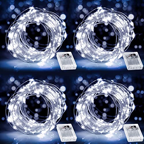 Lichterkette Batterie, 4x12M Led Lichterkette mit 3 Modi, Weihnachtsbaum Lichterkette Fenster Lichterkette Innen für Weihnachtsbaum Balkon Party Kinderzimmer Lichterkette Weihnachten Deko von daphomeu