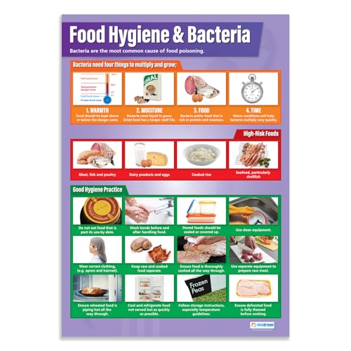 Daydream Education Poster "Food Hygiene & Bakterien", Design & Technologie, Glanzpapier, 850 mm x 594 mm (A1), Klassenzimmer-Poster für Design und Technologie, Bildungstabellen (evtl. nicht in deutscher Sprache) von Daydream Education