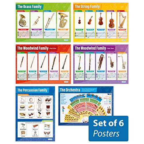 Daydream Education: Instrumente des Orchesters, Musikposter, laminiertes Glanzpapier, 850 x 594 mm (A1), Musikposter für das Klassenzimmer, Bildungsposter, 6 Stück (englische Version) von Daydream Education