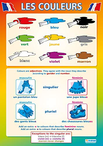 Les Couleurs Lernposter, laminiertes Glanzpapier, 850 mm x 594 mm (A1), Lernposter für das Klassenzimmer Daydream Education von Daydream Education