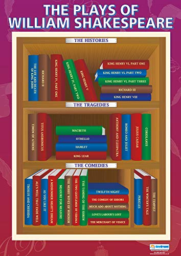 „Plays of William Shakespeare, Poster mit englischer Literatur, laminiertes Glanzpapier, 850 mm x 594 mm (A1), Klassenzimmer-Poster für englische Literatur, Lernposter von Daydream Education von Daydream Education