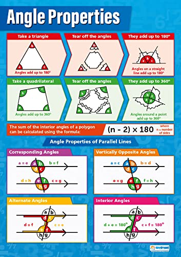 Winkel-Eigenschaften | Mathematik-Diagramme | laminiertes Glanzpapier misst 594 mm x 850 mm (A1) | Mathematik-Diagramme für das Klassenzimmer | Bildungsposter von Daydream Education von Daydream Education