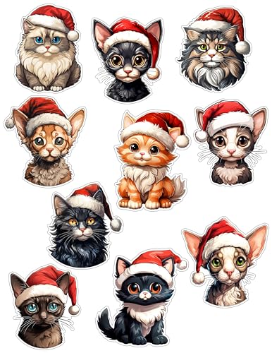 Verschiedene Größen x2 A4 Blatt Weihnachten Kunststoff Weihnachtsmann Nordpol Luftpost & Santa Spielzeug Fabrik Aufkleber Kawaii Weihnachtsaufkleber Hunde Weihnachtsaufkleber Katzen Weihnachten von decal arts