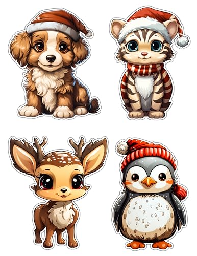 Verschiedene Größen x2 A4 Blatt Weihnachten Kunststoff Weihnachtsmann Nordpol Luftpost & Santa Spielzeug Fabrik Aufkleber Kawaii Weihnachtsaufkleber Hunde Weihnachtsaufkleber Katzen von decal arts