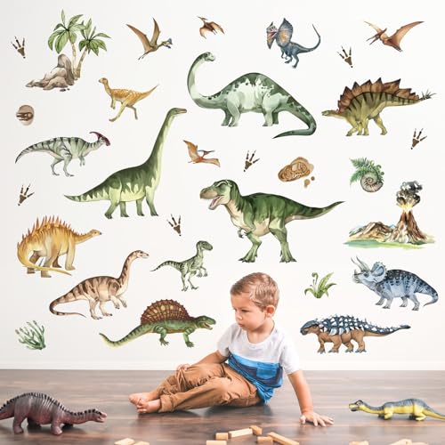 decalmile Wandtattoo Dinosaurier Jurassic World Wandaufkleber Dino Tiere Kinder Wandsticker Junge Wohnzimmer Schlafzimmer Kinderzimmer Wanddeko von decalmile