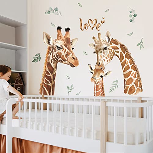 decalmile Wandtattoo Dschungel Tiere Giraffe Wandaufkleber Safari Giraffe Blätter Wandsticker Kinderzimmer Babyzimmer Schlafzimmer Wanddeko von decalmile