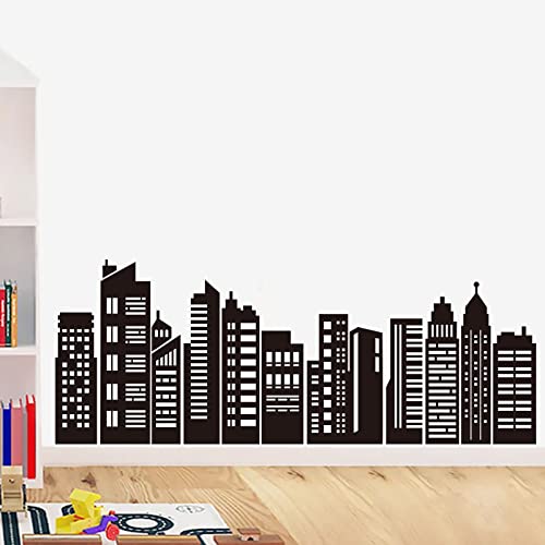 decalmile Wandtattoo Schwarze Stadt Silhouette Wandaufkleber Skyline Wandsticker Schlafzimmer Wohnzimmer Babyzimmer Wanddeko von decalmile