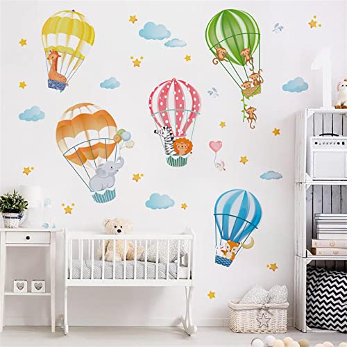 decalmile Wandtattoo Tiere in Heißluftballons Wandaufkleber Elefant Giraffe AFFE Wandsticker Babyzimmer Kinderzimmer Schlafzimmer Wanddeko von decalmile