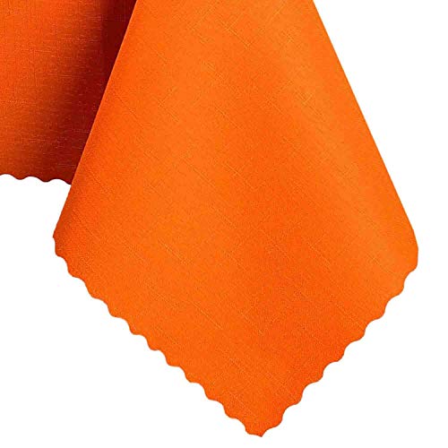 Elbrus Tischdecke Abwaschbares Tischtuch in Leinenoptik Schmutzabweisend & Wasserabweisend Fleckschutz Tischwäsche Tischdeko für Esstisch Küche Esszimmer oder Restaurant Quadratisch 70x70cm Orange von decorwelt