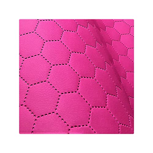 Kunstleder Meterware Stoffe zum Nähen Pink Wasserdichte Polsterung (1 Stk- Breite: 140cm x Länge: 100cm) Polsterstoff Polster für Möbel Schuhe Handtaschen Steppung Bienenwabe von decorwelt